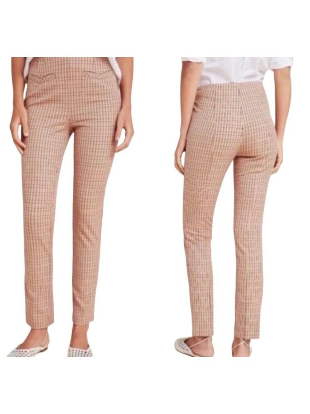 Anthropologie The Essential Slim Plaid High-Waisted Pants Size 2